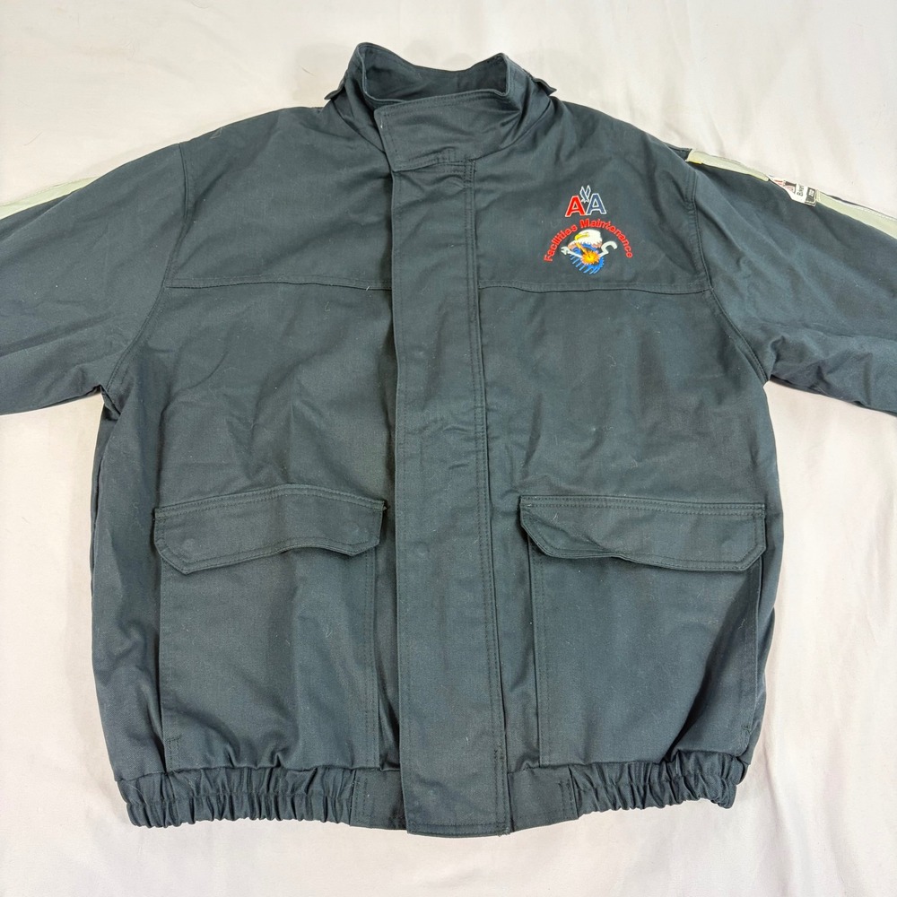 Bulwark Mens XL Navy American‎ Airlines Maintenance FR Bomber Jacket Workwear